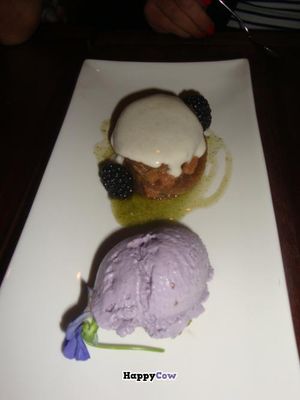 cardamom cake with lavender ice cream at Pure Food and Wine in New York City