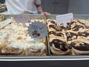 White choc macadamia and banana bread roll  at Cinnamood - Hanauer Str in Munich