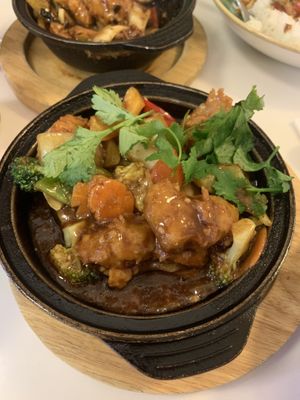 Spicy satay with vegan chicken at Cafe Soya in Birmingham