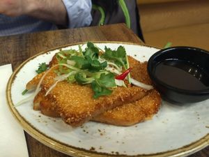 Vegan sesame toast at Cafe Soya in Birmingham