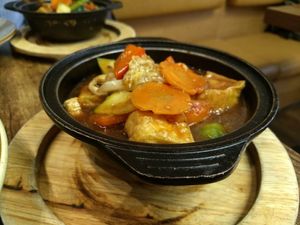 Satay tofu with peppers at Cafe Soya in Birmingham