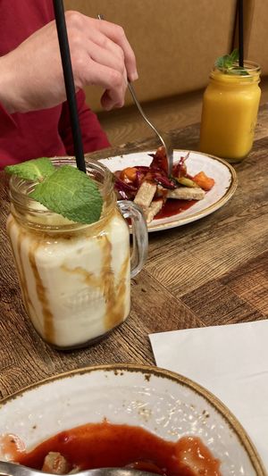 Vanilla and mango shakes  at Cafe Soya in Birmingham
