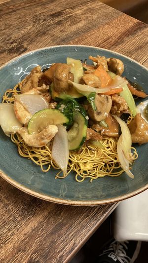 Mixed mock meat noodles  at Cafe Soya in Birmingham