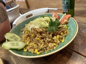 ‘Chick’n’ and sweetcorn fried rice   at Cafe Soya in Birmingham