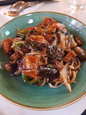 Garlic black bean sauce tofu and vegetables. at Cafe Soya in Birmingham