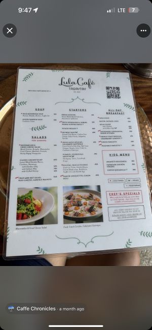 Menu  at Lula Café in Tagaytay