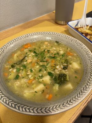 Ginger, barley, chickpeas and veggies   at Malerba in Bologna