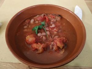 Bean tomato soup at Malerba in Bologna