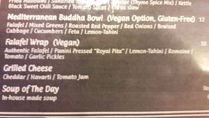 Menu  at Kettle Black in Charlottetown