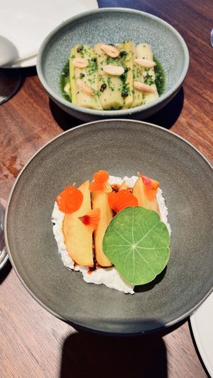 Peach straciatella & leek  at Holy Carrot in West London