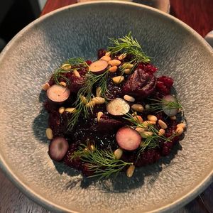 Smoked beetroot with blueberries  #Veganuary at Holy Carrot in West London