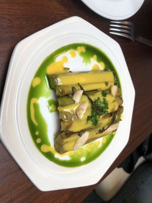 Smaller dish coal leeks  at Holy Carrot in West London