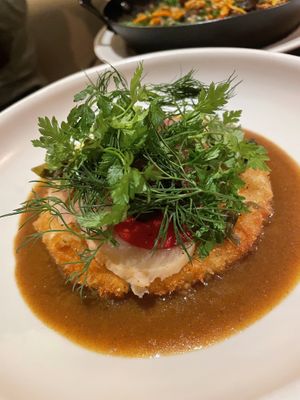 Celeriac schnitzel   at Holy Carrot in West London