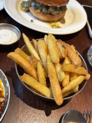 Fries with pickle salt - so tasty!  at Holy Carrot in West London