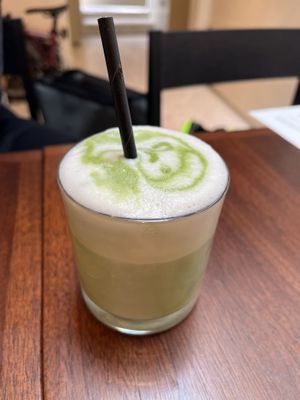 Iced matcha latte  at Holy Carrot in West London