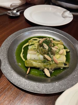 Coal roasted leeks  at Holy Carrot in West London