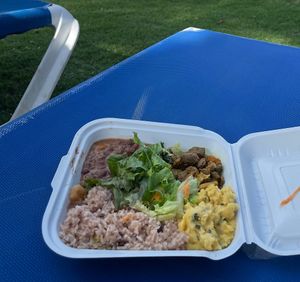 Rice stew callaloo veg chunks turnpike   at Reflections Natural Rastarant in Ocho Rios