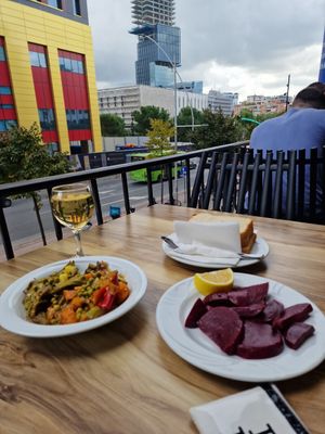 Outdoor seating at Kastrati in Tirana