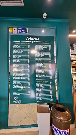 450 lek (£4) for 2 courses and bread... at Kastrati in Tirana