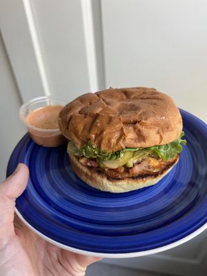 Mexico Burger with HOUSE Saucee  at Romeo's in Asheville