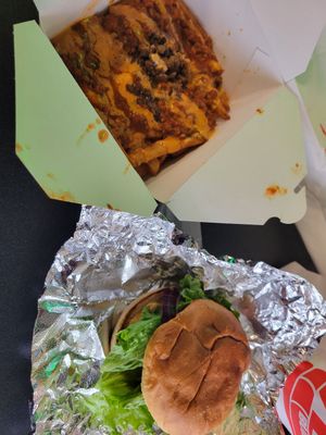 BBQ bacon cheeseburger and chili cheese fries at Romeo's in Asheville