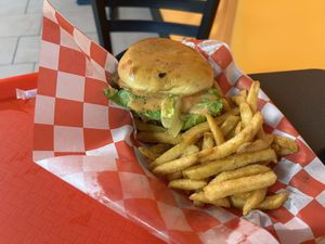 Double Cheeseburger with fries   at Romeo's in Asheville