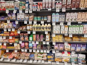 Vegan products labelled at SPAR Brejning in Boerkop
