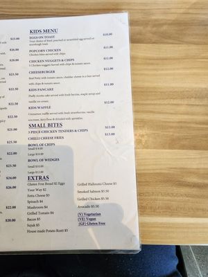 Menu at Culpa Espresso in Aintree