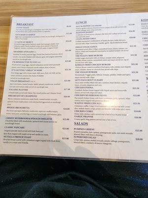 Menu at Culpa Espresso in Aintree