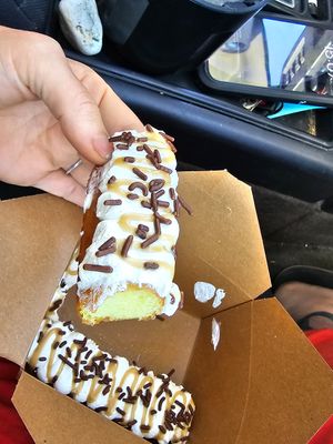 Vegan! Bavarian cream doughnuts made fresh daily at Rollin' Dough - temporarily closed in Homer