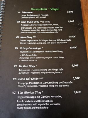Vegan menu  at Pho 39 in Berlin