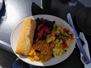 Sausage roll & salad at Deli Lazzaro in Aberaeron