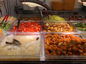 Vegetable selection at Kwan Inn Vegetarian 观音斋 - Chinatown in Central Singapore