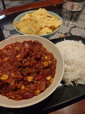 Chili with rice at Valkyrjan Bistro & Bar in Reykjavik