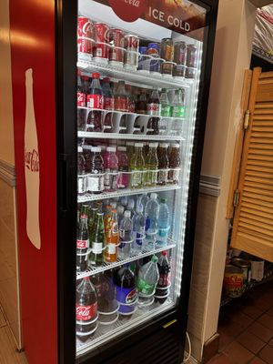 Wide selection of bottled drinks  at Pizza Bros in Visalia