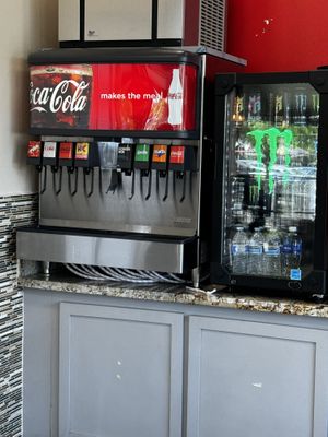 Nice selection of fountain drinks, and energy drinks  at Pizza Bros in Visalia