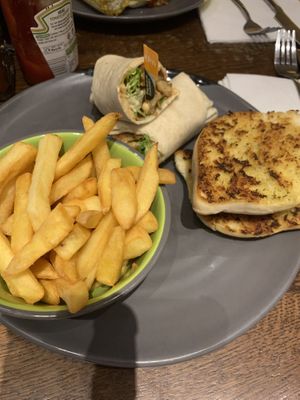 Wrap, garlic bread and chips  at Nando's - St Andrew's Street in Dublin