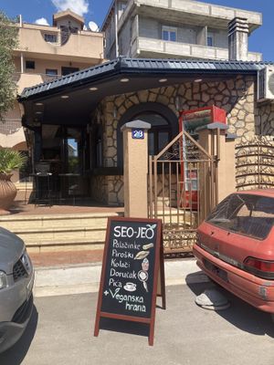 Entrance to the cafe on their opening day!  at Seo Jeo in Budva