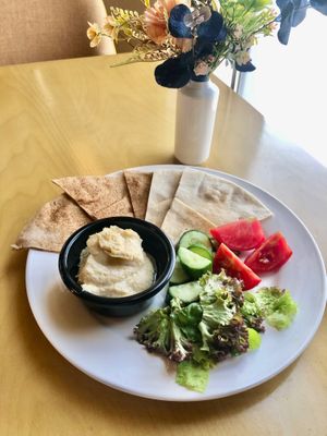 Hummus with Arabic bread  at Fusion Restaurant - The S Hotel in Dubai