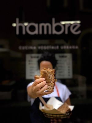 PAN DE FUEGO - sandwich with kimchi and plant based scamorza cheese
+ VERONA SALAD  at Hambre Street Food in Verona