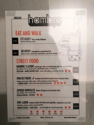 Menu at Hambre Street Food in Verona
