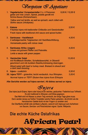 starters  at African Pearl in Frankfurt