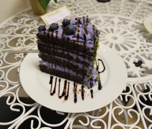 Cakes N Treats Camden, Vegan Blueberry and Chocolate cake :) at Cakes 'N' Treats in North West London