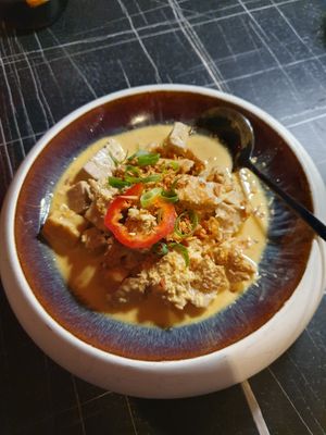 Vegan Rendang: Served with steamed rice at Kelurah in Brussels