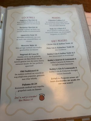 Drink menu  at Vegitalian in Rotterdam