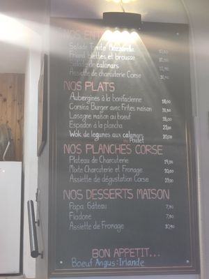 Menu June 2024 at Le Bastion in Corsica