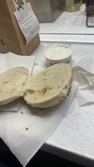 Bagel and v cream cheesee  at Jeff's Bagel Run in Kissimmee