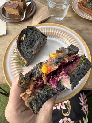 Jackfruit toastie with veges   at Organika in Noosaville