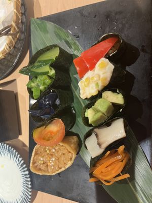 10 of 12 vegan sushi piecess  at Sushi Kizaemon in Kyoto