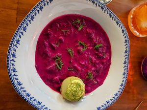Borscht-type cold soup at Wish Tree in North Adams